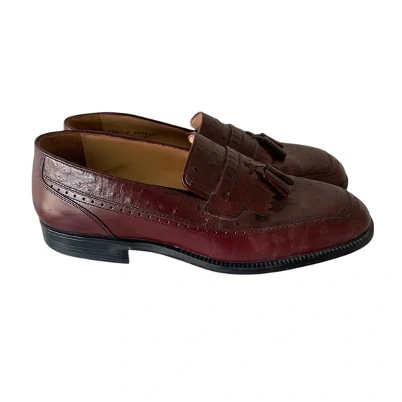 leather classics made in italy OstrichTassel Loafers Size:10.5
